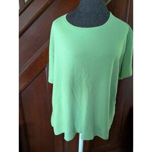 Coldwater Creek Womens Green Short Sleeve T-Shirt 2X 100% Cotton Casual Top